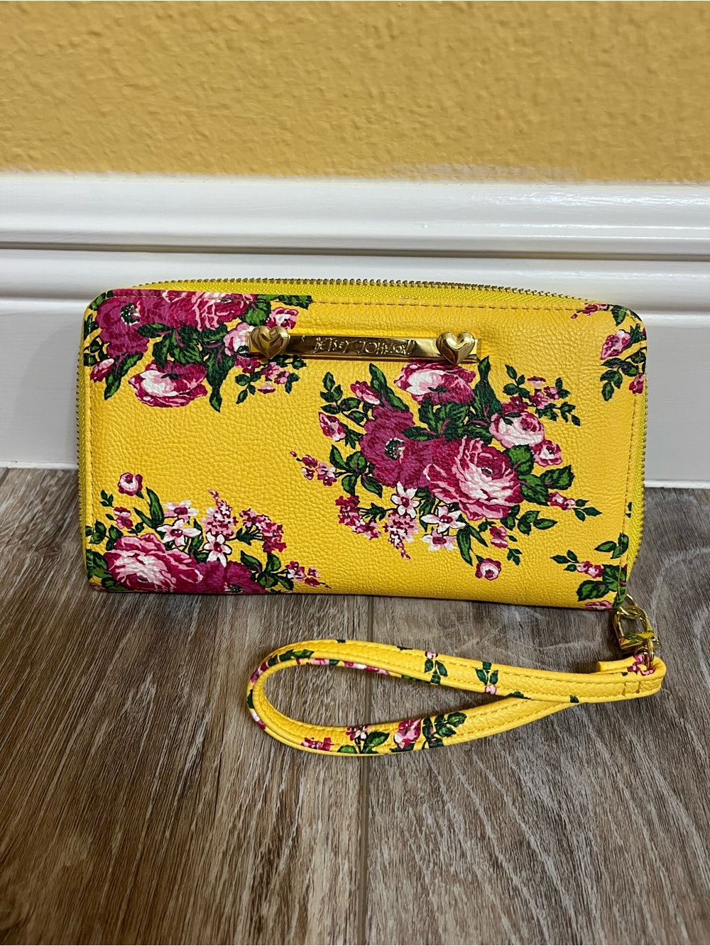 Betsey Johnson Floral Yellow Wristlet Wallet